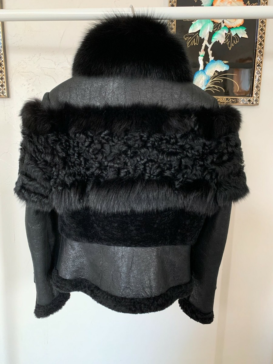 Burberry Prorsum FW14 Fox Fur Lamb Shearling Biker Leather Jacket