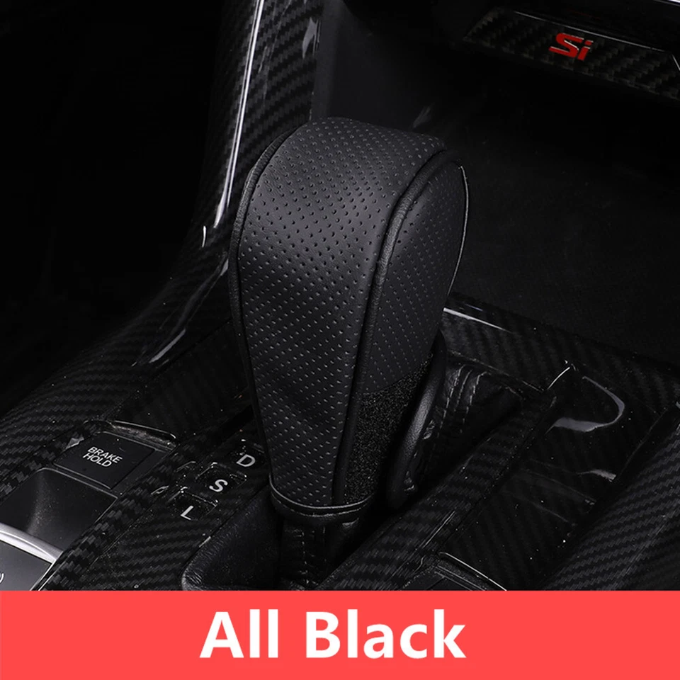 Car Gear Shift Knob Cover Genuine Leather Breathable Shifter Sleeve Protector - Image 4 of 4