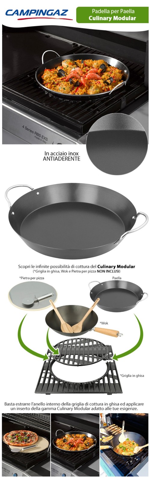 CAMPINGAZ PADELLA ANTIADERENTE PER PAELLA CULINARY MODULAR BARBECUE A GAS