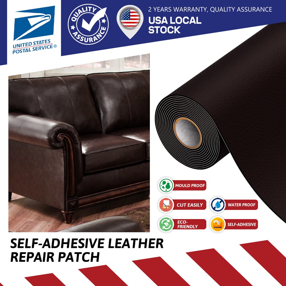Self-Adhesive Coffee Leather Repair Kit for Sofa Car Bus Seat Couch 5* 8*12inch