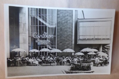 1954 B&W RPPC POSTCARD Carillon Sidewalk Cafe Rotterdam Netherlands UNPOSTED