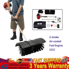 Gas Power Handheld Sweeper Broom Driveway Turf Artificial Grass Snow Clean 52CC