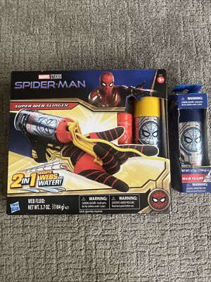 Spider-Man Super Web Slinger 2 in 1 Shoots Webs or Water Shooter Toy New