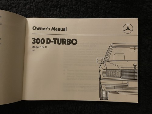 Mercedes-Benz MB 1987 W124 300D Diesel Sedan Owner’s Manual Handbook OEM NOS - Picture 2 of 22