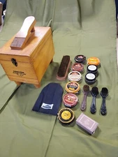 Vintage Esquire Valet Shoe Polish Set With Box, Brushes, 9 Polish Tins & More!!!