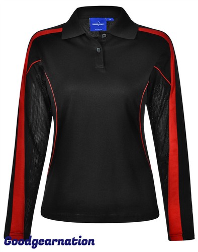 Ladies Polo Shirts Contrast Cotton Back Breathable Casual Long Sleeve Sport - Picture 4 of 21