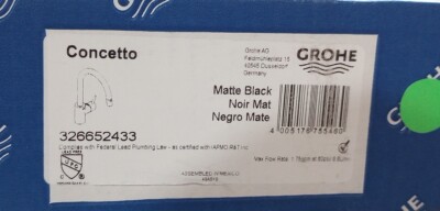 Grohe 326652433 Kitchen Faucet. Concetto Matte Black, Never Installed, Scratches