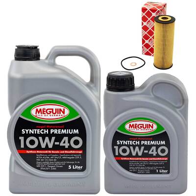 Motoröl Set 10W-40 Meguin 6 Liter + Ölfilter 32549 für Mercedes E-Klasse W124