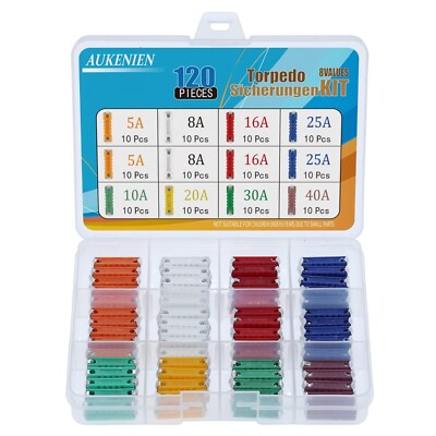 Torpedosicherungen Keramik Set 8 Stück 5A 8A 10A 16A 20A 25A 30A 40A Automobil