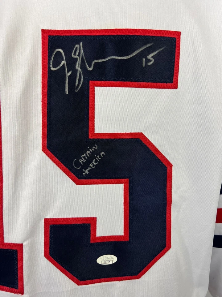 Camiseta firmada con inscripción de Jamie Langenbrunner NHL New Jersey Devils certificado de autenticidad JSA Foto 2 de 3