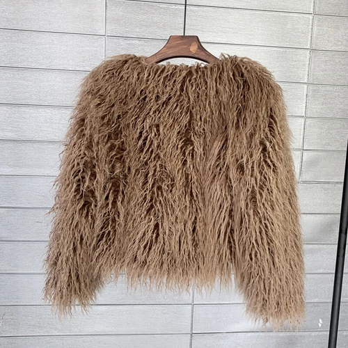 Short Fit Women Shaggy Faux Fur Coat Winter Warm Jacket Fluffy Cardigan Outwear - Bild 44 von 53