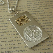 Sterling Silver St. Christopher Pendant with 10K Celtic Knot Keith Jack  LARGE