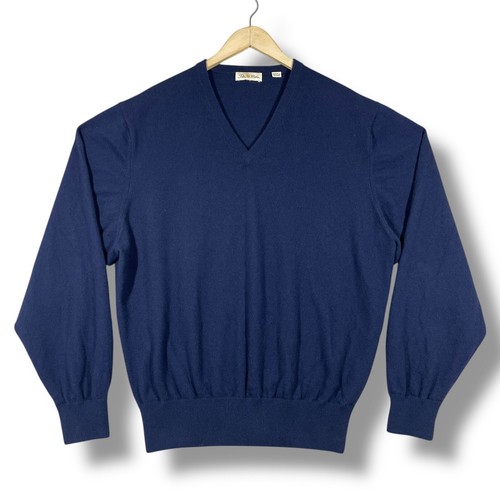 Peter MIllar Cashmere Knit Sweater Mens XL Navy Blue Soft V Neck Preppy Luxury