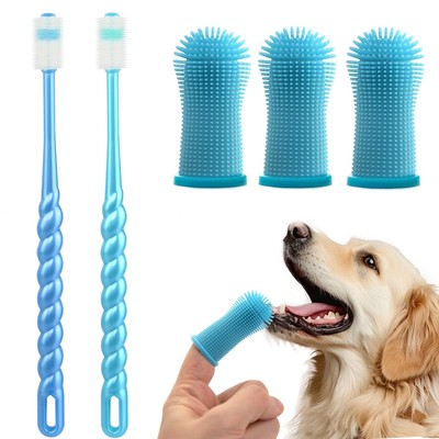 5er Set Hundezahnbürste Fingerling Silikon Zahnpflege Hunde Katzen Kleine Hunde