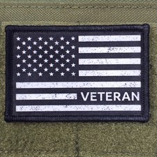 Veteran Flag Patch Black Moral Tactical Military Army USA Hook  Loop 3x2