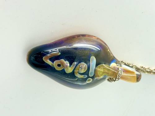 Hand Blown Glass Pendant Necklace, Sterling Silver 925 Chain Necklace- Vintage. - Picture 3 of 3