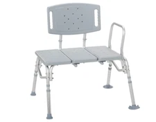 Drive 12025KD-1 Bariatric Folding Universal Sliding Transfer Bench w/Back, Gray