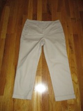 Ladies CHICO's Beige Khaki So Slimming Cropped Cuffed Pants Size 0