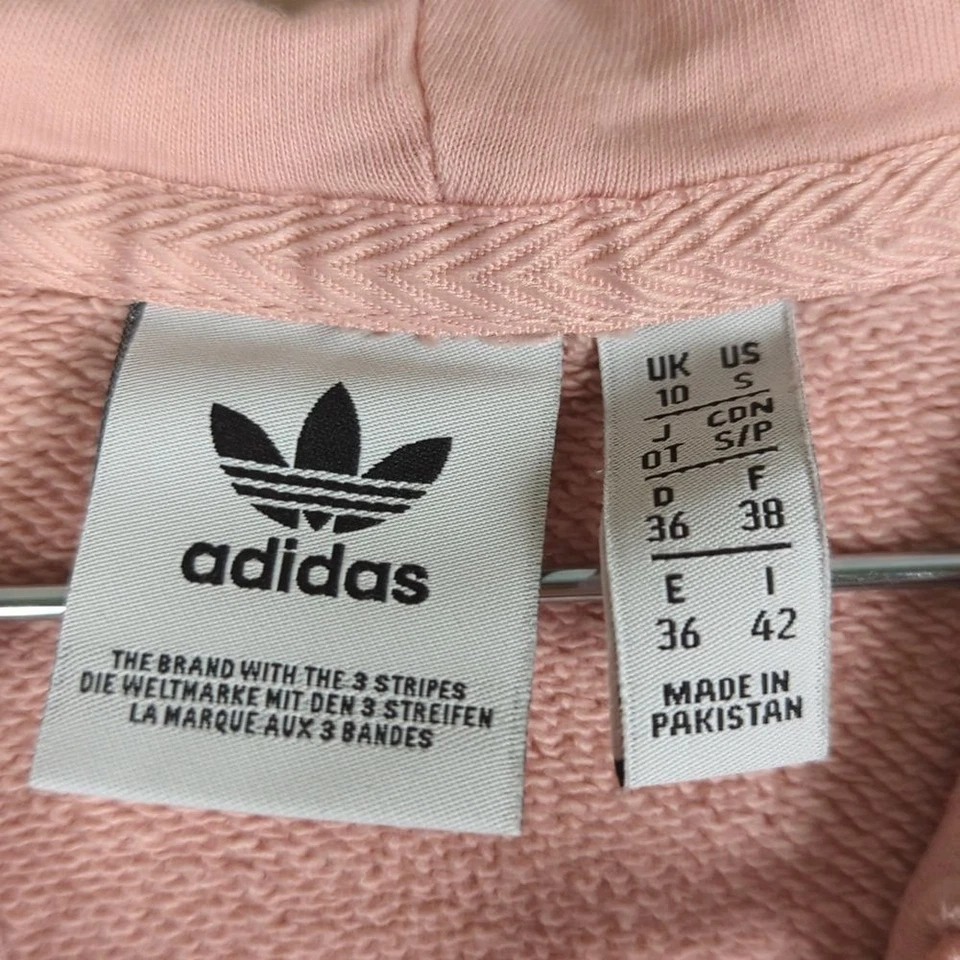 Adidas Women's Pink & White Logo Hooded Sweatshirt Size S - Image 3 of 4