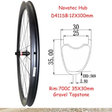 700C Gravel Road Bike 35x30mm Front Wheelset Carbon Rim Tubeless Bicycle Wheels