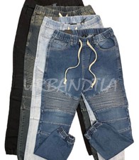 Men's Washed Biker Denim Jogger Pants Moto Jeans S-5XL JG873