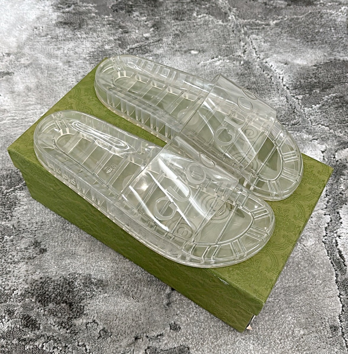 Authentic Gucci Transparent Rubber Mens Sandal/Slide US13.5 EU47