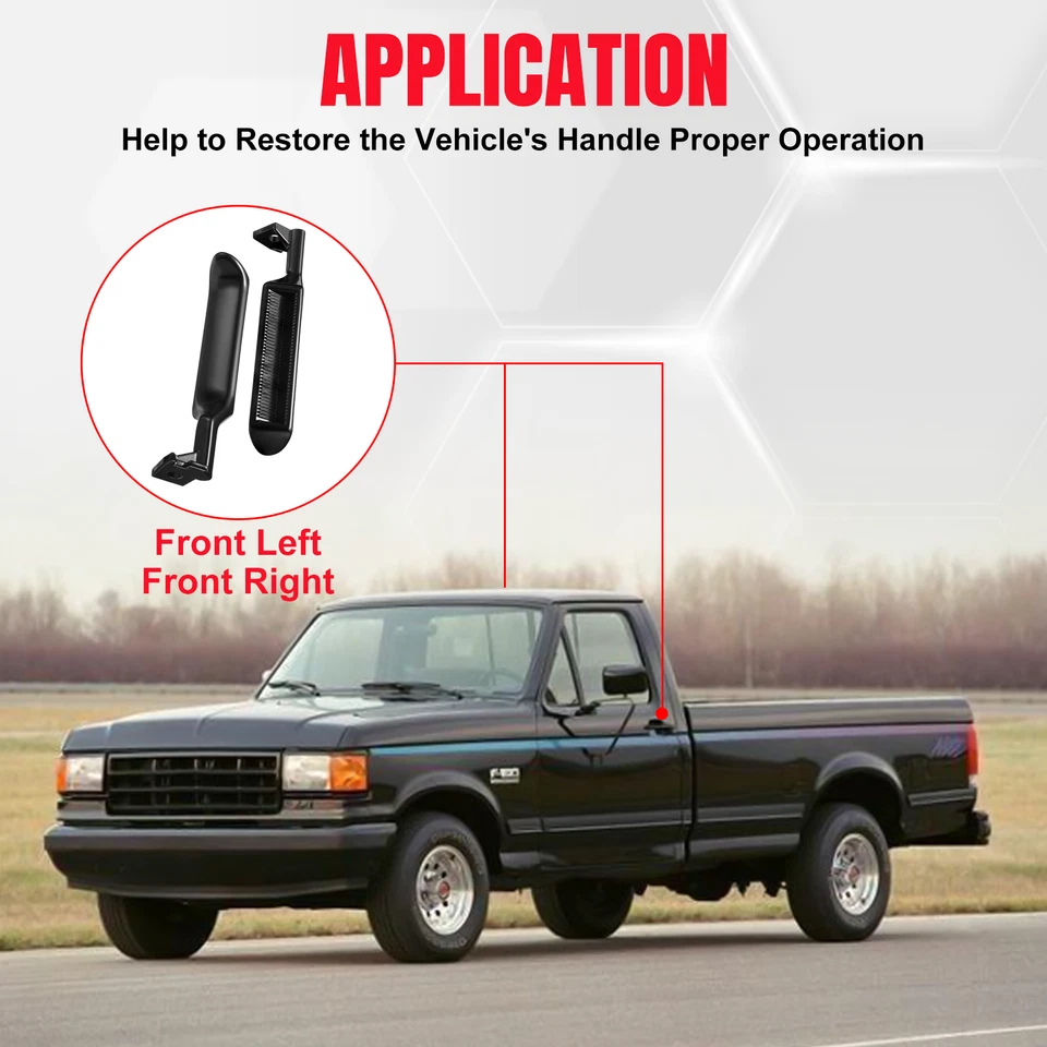 1 par de maçaneta interna de metal preto LH e RH para Ford F150 F250 F350 Bronco - Imagem 2 de 4