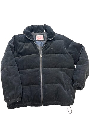 Levi's Corduroy Puffer Jacket Women's Coat Black Size XL