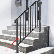 Steel Handrail For 4-5 Steps Stair Railing Hand Rail Kit Fit Black Outdoor Deck