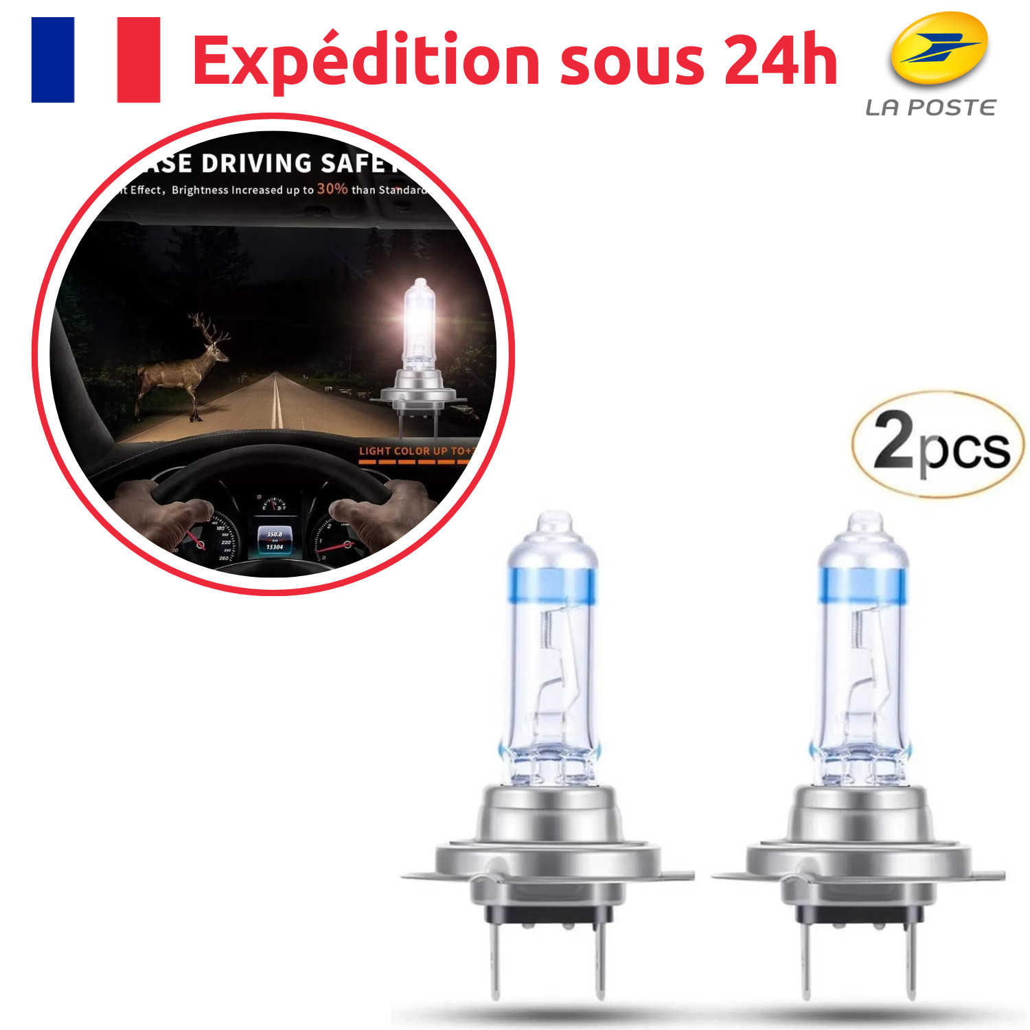 Ampoules phares voiture feux blanche pour remplacer l'éclairage faible