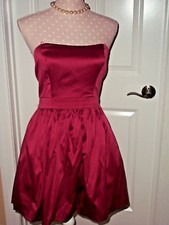 Fun Forever 21 Strapless Red Satin Club Party Dressy Side Zip S Small
