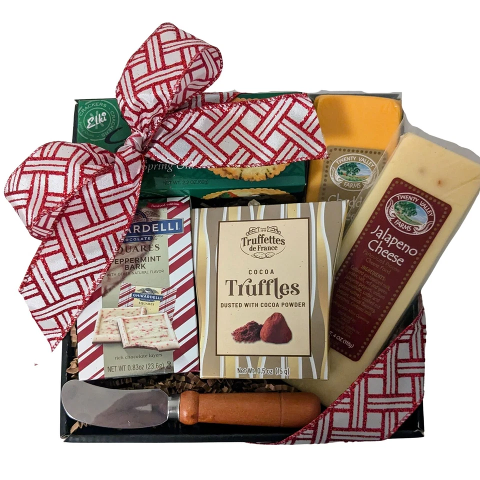 HANDMADE Christmas Gift Basket, Cheese and Chocolate Gift Box, Holiday Gift Basket