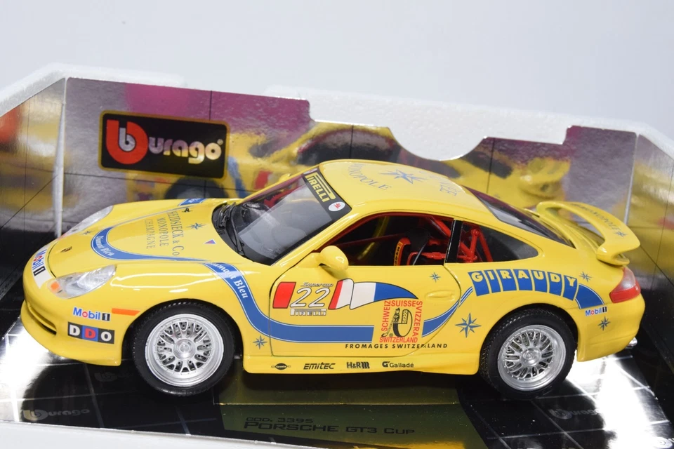 B39 1:18 BBURAGO BURAGO 3395 PORSCHE 911 GT3 CUP 1993 CUP GIRAUDY #22 NMIB - Photo 3/4
