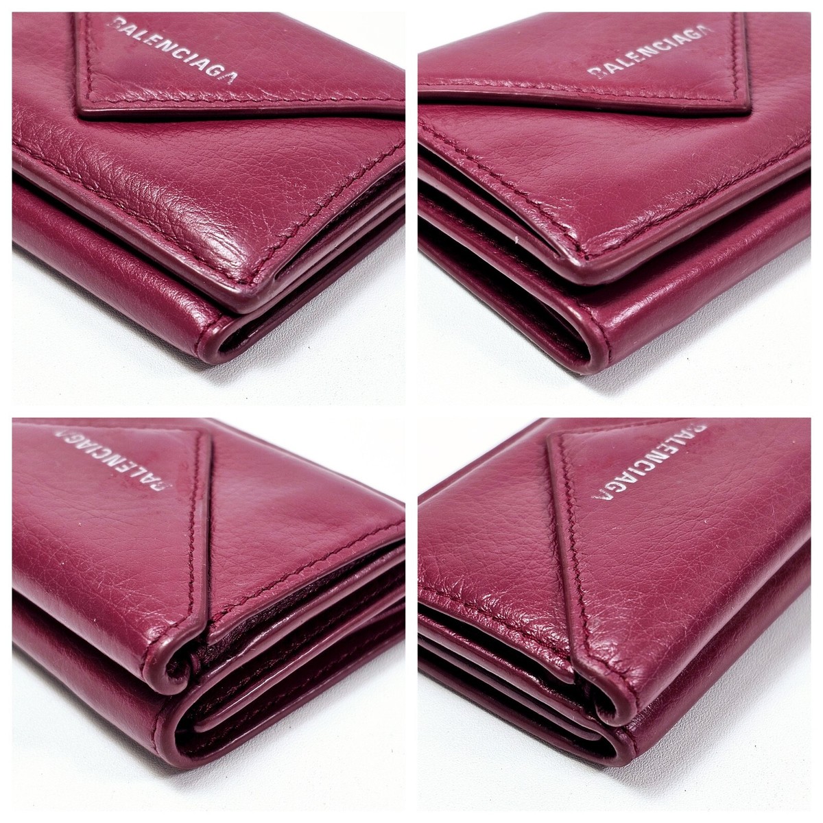 AUTHENTIC BALENCIAGA PAPIER MINI TRI-FOLD COMPACT RED