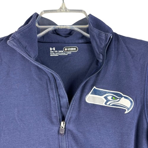 Seattle Seahawks Jacket Women's XS Blue Under Armour Long Sleeve 1/4 Zip Top - Picture 5 of 15