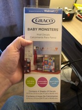 NEW GRACO Baby Monsters Wall Decals 4 Sheets Self Stick Nursery Removable