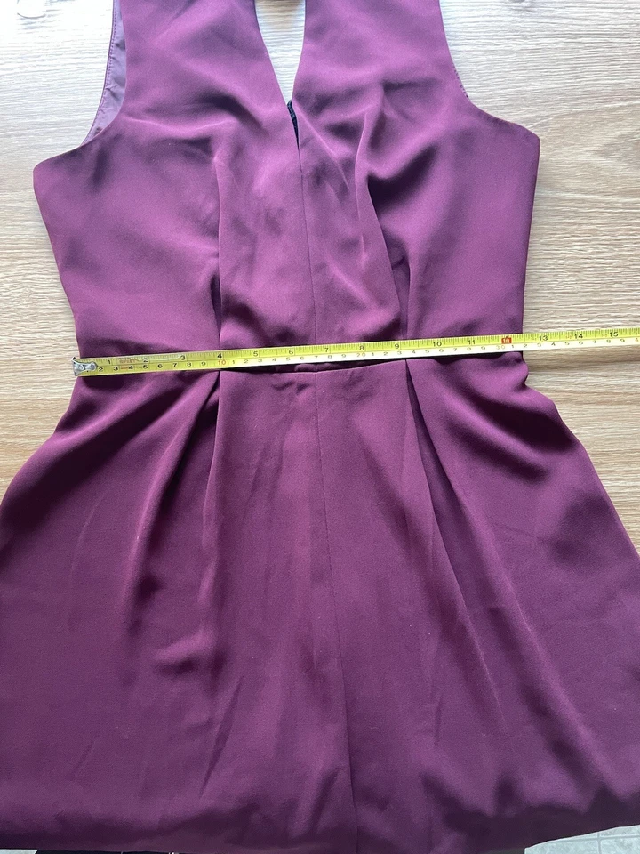 Topshop burgundy with blk lace insert romper size US4 with a back zip and button - Image 3 of 4