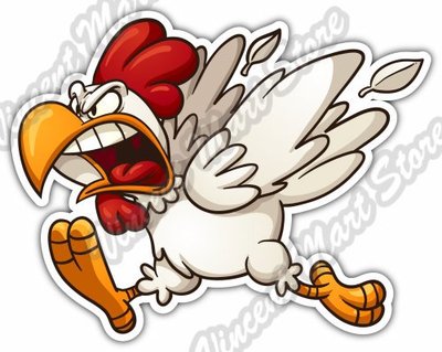 Chicken Rooster Cock Cartoon Run Funny Gift Car Bumper Vinyl