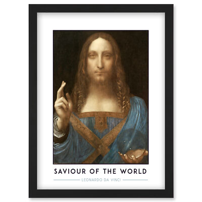 Leonardo Da Vinci Retter der Welt Salvator Mundi Gemälde gerahmt Kunstdruck A4