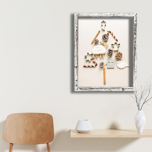Modern 16”x20” Driftwood Shadow Box Frame with Soft Back & Elegant Pin Access - Picture 6 of 10