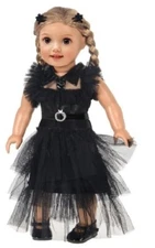 Halloween, Wednesday Addams #1~❤️ Black Party Dress for American Girl Dolls