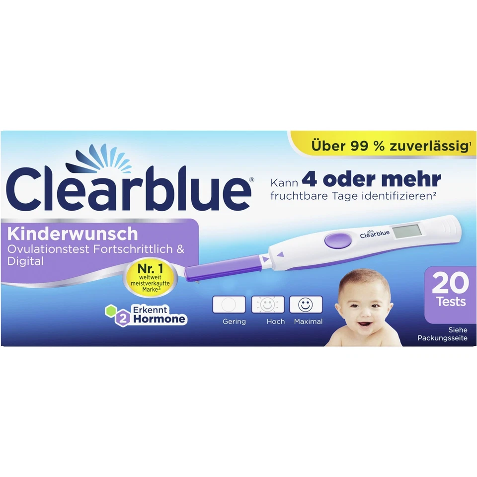 1X Clearblue Ovulationstest Kinderwunsch, Fortschrittlich & Digital 20er Pack - Imagen 2 de 3
