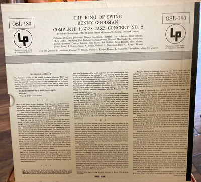 BENNY GOODMAN COMPLETE 1937-38 JAZZ CONCERT NO. 2-VINYL LP