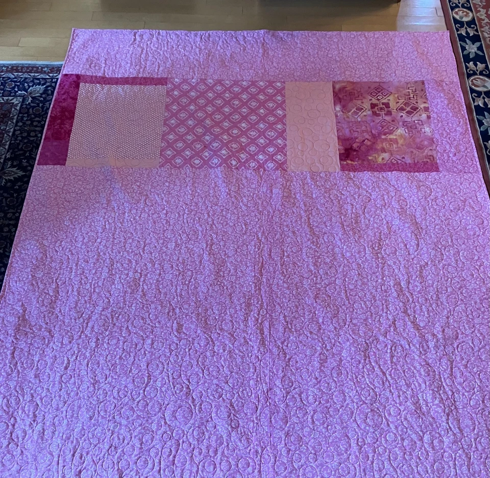 Edredón de retazos Shades of Pink-Color Patato Chip Block tamaño completo 80" X 96" Foto 2 de 2