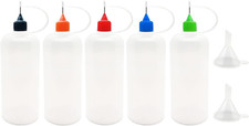 5 Pcs Needle Tip Bottle, 4 Ounce Precision Tip Applicator Bottles, with 2 Mini F