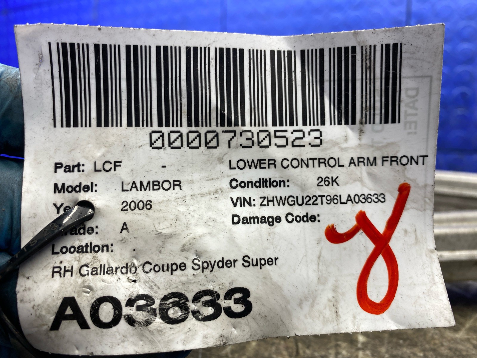 2004 - 2008 Lamborghini Gallardo LP520-4 Oem Front Right Upper Control Arm