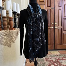 Komarov Women's Scarf Crinkle Sheer Moroccan Blue One Size Length 26” X 76”