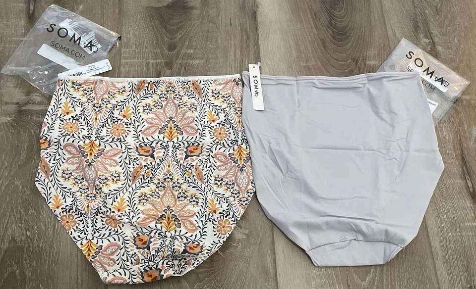 SOMA 大号 VANISHING TUMMY 带蕾丝高腰灰色和 PAISLEY BRIEF 批量 2 件全新全新带标签 — 第 3/3 张图片