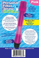 NEW Pink Personal Portable Water Filter Straw Portable Emergency Purification