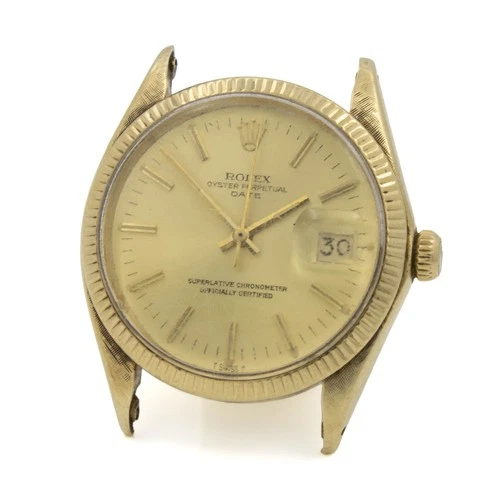 Men's Rolex Date 14KYG Watch Head Ref.#1503 Champagne Dial 34mm W244642-1